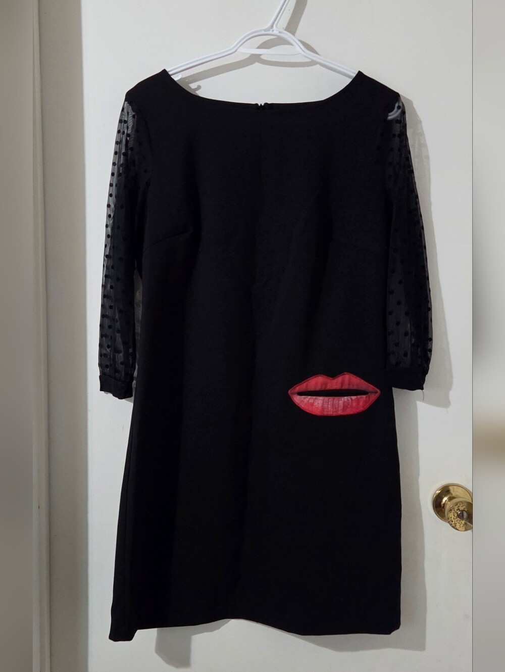 Desigual Black Dress with Red Lip Patch